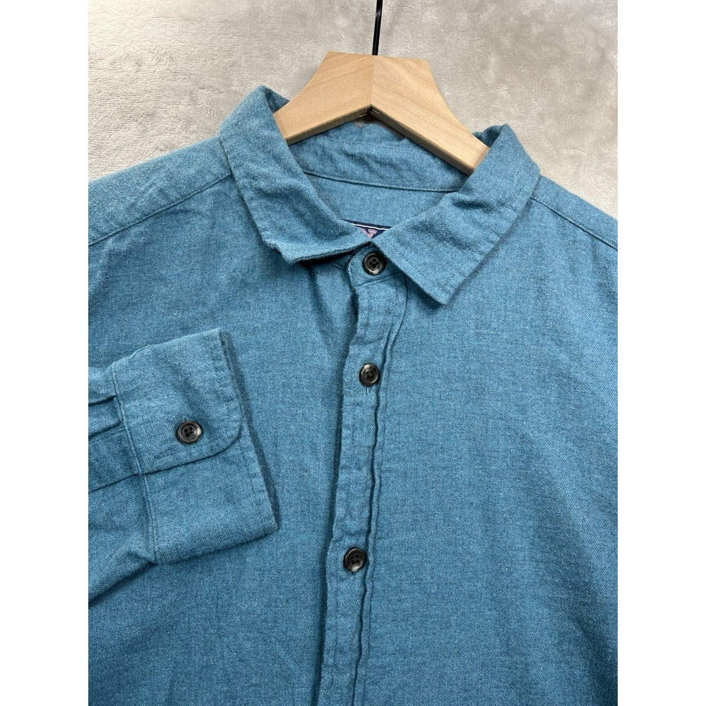 Vineyard Vines Blue Teal Button‎ Up Long Sleeve Cotton Shirt Men's XL